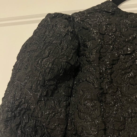 Zara puff sleeve textured weave dress with bow - Picture 6 of 10